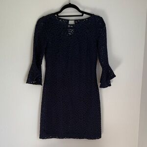 Lilly Pulitzer Navy Crochet Long Sleeve Dress